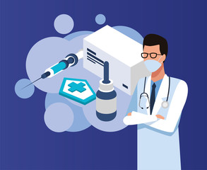 doctor with laboratory equipment character