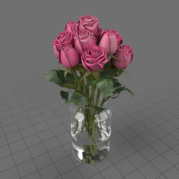 Roses in glass vase