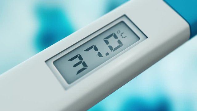 close-up of a body thermometer, temperature is normal, celsius (3d render)