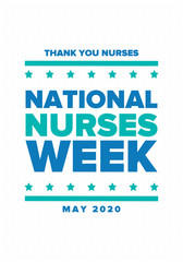 Fototapeta premium National Nurses Week. Thank you nurses. Medical and health care concept. Fighters against viruses and diseases. In honour of the doctors. Celebrated annual in United States. Vector illustration poster