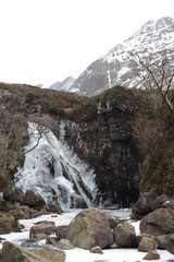 Fototapeta na wymiar Frozen waterfall in the highlands. 