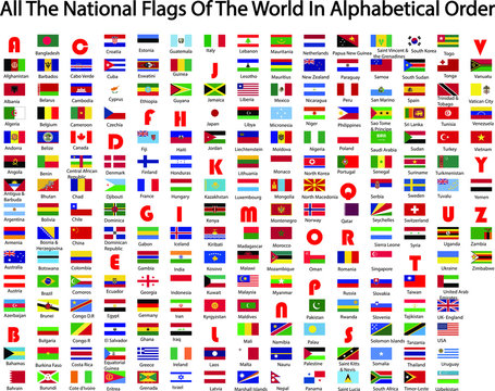 world flags in alphabetical order