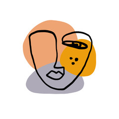 Continuous line art abstract woman face.