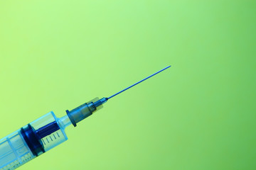 Syringe with a chip. The concept of the theory of conspiracy and implantation of vaccinated chips....