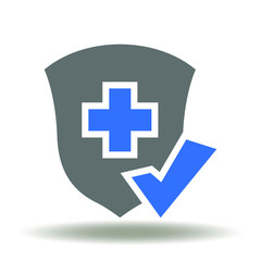Shield Medical Cross Check Mark Icon Vector. Success Compliance Safety Insurance Healthcare Pharmacy Logo. Protection Health Symbol.