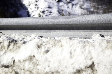 Guardrail snowy road