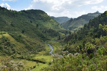 Scenic rural scene with Valleys and mountains, Nyeri County, Kenya 