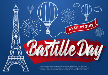 Happy Bastille Day Vector Illustration