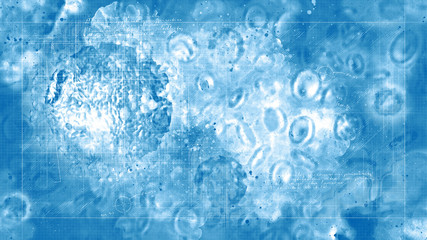 corona virus in blood blueprint background with space for text