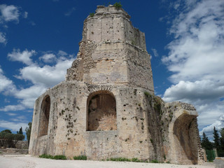 Fototapeta na wymiar Roman Magne Tower in the historic city of Nimes. France.