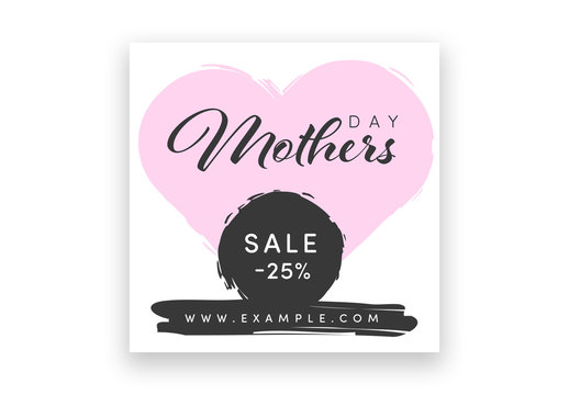 Mother's Day Social Media Post Layout with Pink Heart Elements