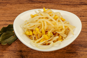 Soy sprout heap in the bowl