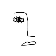 Continuous line art abstract woman face.