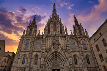Cathedral of Holy Cross and Saint Eulalia or Barcelona Cathedral in Barcelona, Catalonia, Spain....
