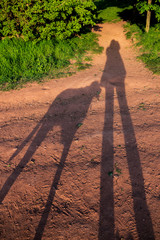 Shadows of woman and her dog (this is my own shadow and my dogs shadow)