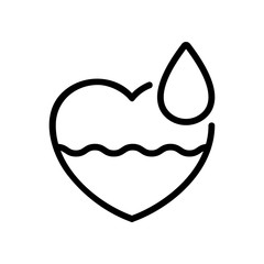 lack of blood in heart icon vector. lack of blood in heart sign. isolated contour symbol illustration