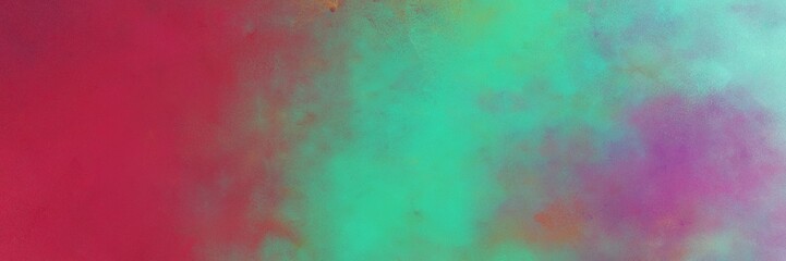 Fototapeta na wymiar beautiful dark moderate pink, medium aqua marine and cadet blue colored vintage abstract painted background with space for text or image. can be used as horizontal background graphic