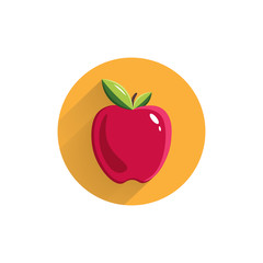 apple colorful flat icon with long shadow. red apple flat icon