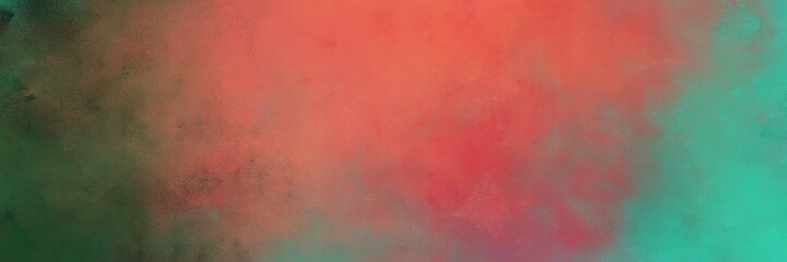 beautiful vintage abstract painted background with indian red, moderate red and sea green colors and space for text or image. can be used as horizontal header or banner orientation