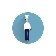 chef character colorful flat icon with long shadow. chef cooking flat icon