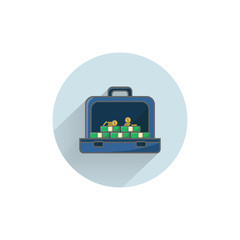 money suitcase colorful flat icon with long shadow. briefcase flat icon
