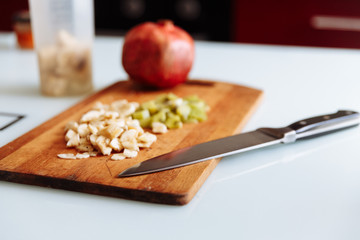 Ingredients for preparing a smoothie of milk and fresh fruit for breakfast. healthy lifestyle
