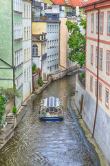 narrow water channel Certovka in Prague, called the "Little Prague Venice"