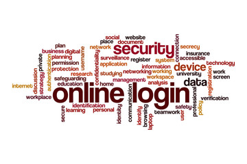 Online login word cloud concept