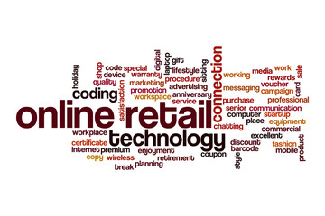 Online retail word cloud concept