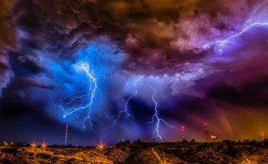 lightning in the night sky