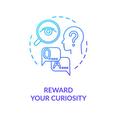 Reward your curiosity concept icon. Self motivation, being open to new idea thin line illustration. Personal development, self improvement. Vector isolated outline RGB color drawing