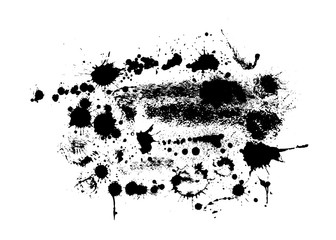 Fototapeta premium Black spots of paint on a white background. Grunge frame of paint. Vector illustration.