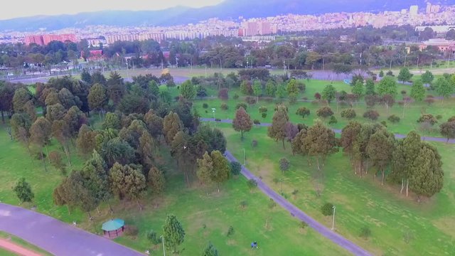 Panoramic of the streets, parks and buildings of the city of Bogota