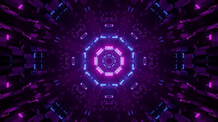 Elaborate entrance into and through space ship tunnel, colorful artistic sci fi - Powered by Adobe