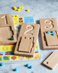 Wooden counting and writing trays - learning resource for educating littles on number writing, fine...