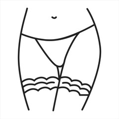 Garters lingerie black line icon. Item of women's underwear, which is an elastic band or braid. Pictogram for web page, mobile app, promo. UI UX GUI design element. Editable stroke.