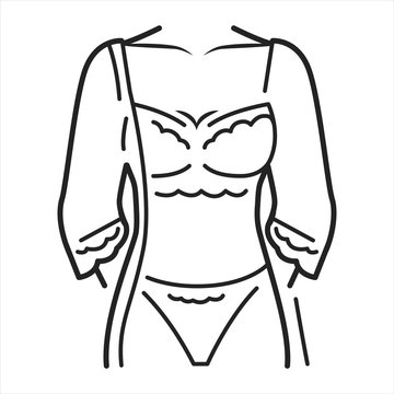 recommend clip art: Peignoir lingerie black line icon. Pictogram for web page, mobile app, promo. UI UX GUI design element. Editable stroke
