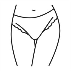 Underpants slip lingerie black line icon. A type of panties with sides that extend lower down the hips. Pictogram for web page, mobile app, promo. UI UX GUI design element