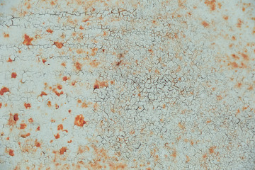 backdrop with rust on metal. gray paint with cracks on rusty metal