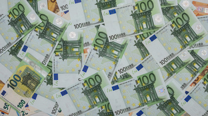 finance and economy concept - euro banknotes