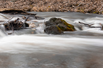 Waterfall Rapid flow of the river Long exposure photo