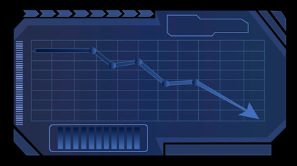Falling stock exchange statistics hologram on virtual screen. Trade and finance depression. Global economic crises. Global economic recession. Bancrupt concept