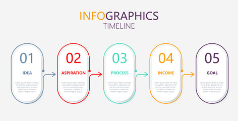 Thin line infographics business template with icons and 5 options or steps. Infographics for business concept, presentation, workflow layout, process diagram, info graph. Vector eps 10