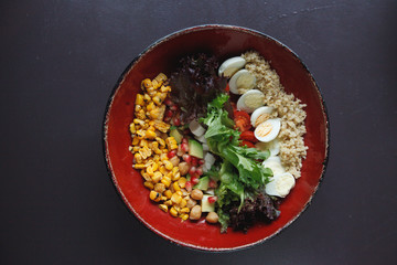 salad bowl with vegetables and quinoa
