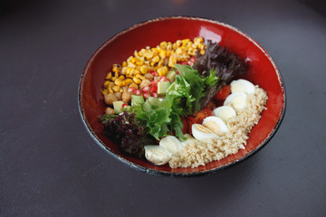 salad bowl with vegetables and quinoa