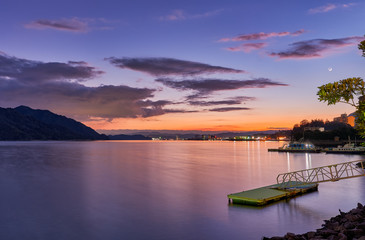 Sunset view of Itsukushima, Miyajima island near Hiroshima, Japan