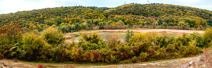 Panoramic view over the Rusenski Lom national park, Malki Lom river, Ruse district, Svalenika village, Bulgaria