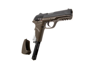 Pneumatic pistol isolated on white background.