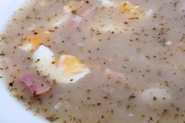 homemade traditional polish żur (sourdough soup)