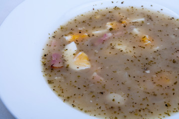 homemade traditional polish żur (sourdough soup)